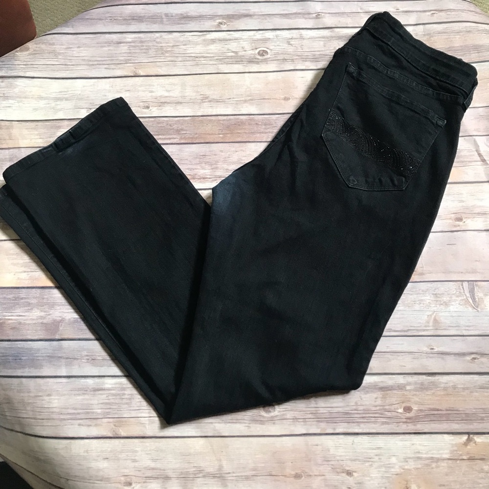 NYDJ Black Bootcut Rhinestone Jeans Sz 14